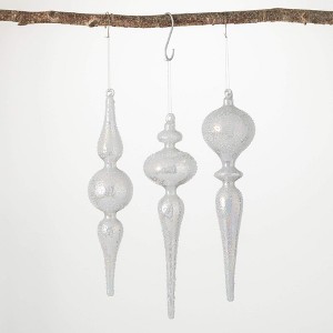 12.75"H  12.5"H and 12.75"H Sullivans White Finial Ornament - Set of 3  White Christmas Ornaments - 1 of 2