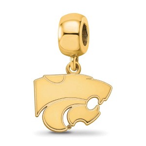 Black Bow Jewelry 14k Yellow Gold Plated Sterling Silver Kansas State Wildcats NCAA Bead Charm - 1 of 4