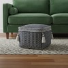 HomeRoots 18" Blue Cotton Geometric Pouf Ottoman - 2 of 4