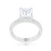 Slickblue 3 Ct. Princess Cut Solitaire Wedding Ring, Rhodium-Plated, Clear CZ, Elegant Bridal Jewelry, Sizes 5-10 - 3 of 4
