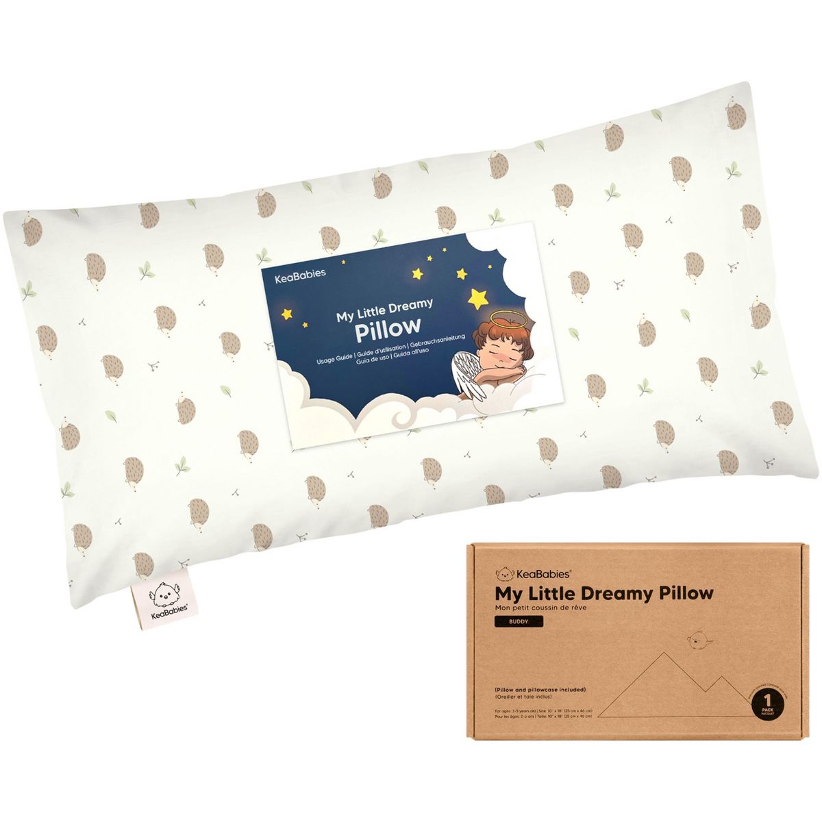 KeaBabies Buddy Toddler Pillow with Pillowcase, 10x18 Buddy Pillow for Toddler, Soft Kids Pillow for Sleeping, Travel, Age 2-5