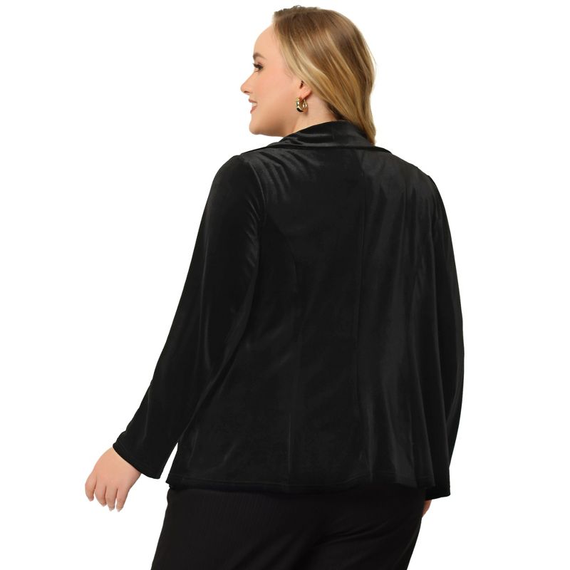 Agnes Orinda Women's Plus Size Velvet Button Notched Lapel Formal Office Blazers, 4 of 7