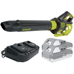 Sun Joe Cordless Brushless Turbine Jet Blower Kit with 2 Batteries and Charger for No-Fade Power and 50 Minutes of Rechargeable Runtime - 1 of 4