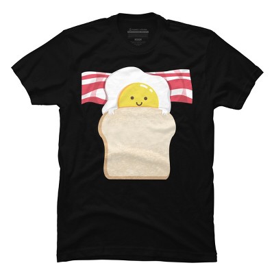 Men's Design By Humans Cute Cartoon Sunny Egg, Toast, Bacon By radiomode T-Shirt
