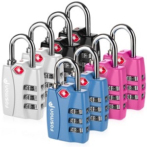 Fosmon 8 Pack TSA Locks for Luggage, Combination Luggage Locks TSA Approved Travel Locks, Easy to Set Suitcase Lock for Travel Baggage Backpack Gym - 1 of 4
