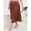 Clearlove Plus Size Pleated Skirt Women's Elastic Waist Boho  Midi Skirts with Pockets - 2 of 4