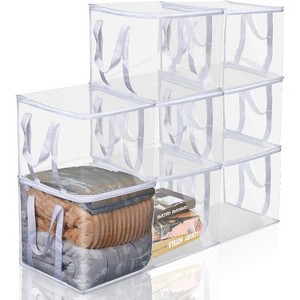 4/8/16 Pcs Clear Zippered Organizers 12''x12''x12'' Moving Bags with Reinforced Handles Heavy Duty Storage Cube Tote - 1 of 4