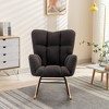 AENKYO 300LB Capacity Soft Teddy Fabric Rocking Chair w/Pocket - Ergonomic Nursery Glider, Solid Wood Base, for Living Room & Bedroom - 4 of 4