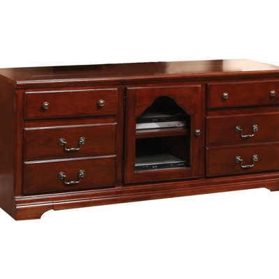 Hercules Cherry Wood TV Stand with Glass Doors