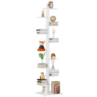 Suchtale 11-Tier Metal Bookcase, Vertical Spine Book Organizer Shelf for Study & Living Room Decor, DIY Storage Rack