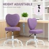 QingMoon Heart Shape Office Chair, Linen Upholstered Desk Chair, Adjustable Swivel Makeup Vanity Chair with Wheels for Bedroom and Home Office - 2 of 4
