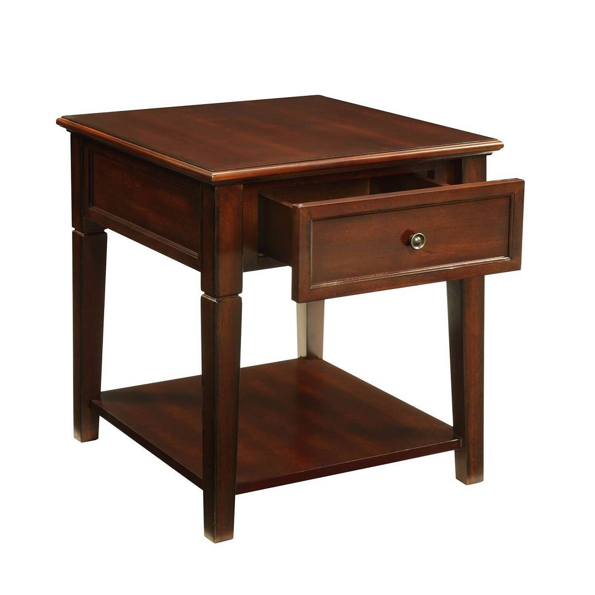 Acme Furniture Malachi End Table Walnut: Rectangular Side Table with Storage Drawer and Shelf - thumbnail 2
