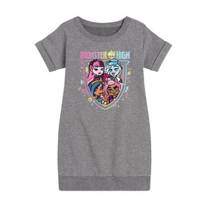 Girls' - Mattel - Class Crew In Attendance Graphic Short Sleeve Fleece Dress - 1 of 4