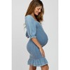 PinkBlush Light Blue Square Neck Smocked Denim Maternity Dress - 4 of 4