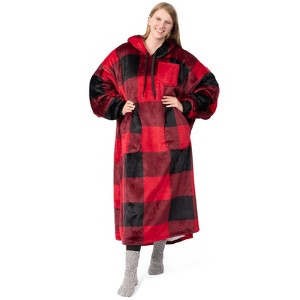 PAVILIA Wearable Blanket Hoodie Adults, Faux Shearling Cozy Oversized Hooded Sweatshirt, Warm Fleece Two Pockets - 1 of 4