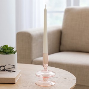 Decorative Candle Holder for Taper Candles - Modern Glass Candlestick Holder with Disc and Sphere Design for Table Decor - 1 of 4