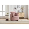 360° Solid Wood & Metal Swivel Barrel Chair with Curved Backrest, Round Accent Chair for Living Room, Bedroom, or Office - 3 of 4