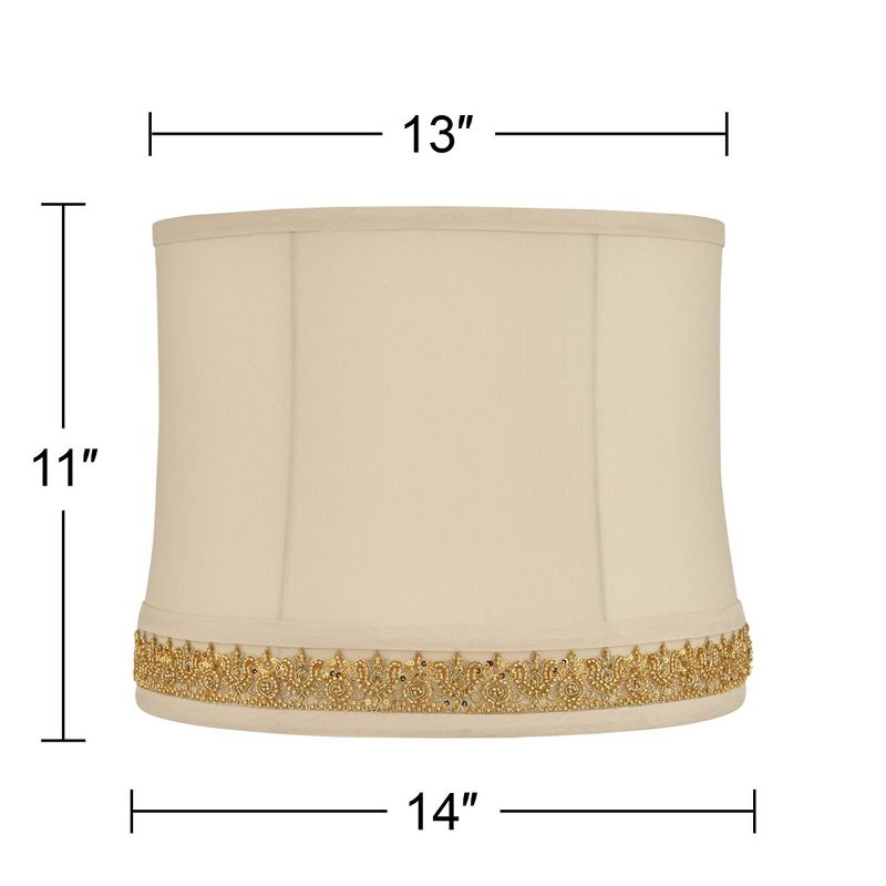 Springcrest Geneva Drum Lamp Shades Oatmeal Gold Medium 13" Top x 14" Bottom x 11" High Washer Replacement Harp Finial Fitting, 4 of 8