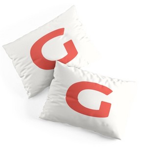 Deny Designs Standard April Lane Art Block Red Monogram G Microfiber Printed Pillow Sham - 1 of 3