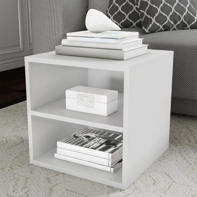 Hastings Home 2-Shelf Cube End Table, White