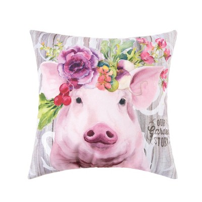 C&F Home 18" x 18" Garden Story Pig Indoor/Outdoor Pillow