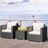 Tangkula 3PCS Rattan Patio Conversation Furniture Set Outdoor Sofa Set w/ Cushions - 4 of 4