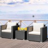 Tangkula 3PCS Rattan Patio Conversation Furniture Set Outdoor Sofa Set w/ Cushions - image 4 of 4