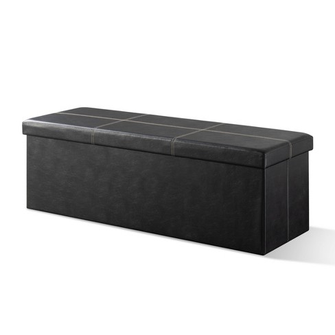 Stool HomeHarmony Folding Storage Ottoman Seat Toy Storage Box Faux Leather 