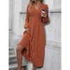 Women's 2025 Fall Long Sleeve Maxi Dress V Neck A Line Long Flowy Casual Party Dresses - 4 of 4