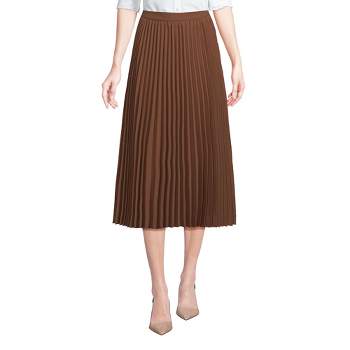 Lands' End Women's Poly Crepe Pleated Midi Skirt