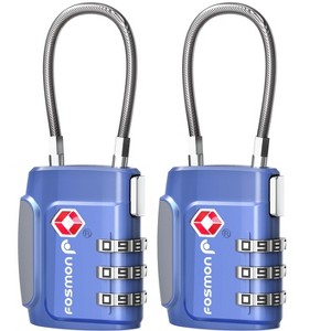 Fosmon 2 Pack TSA Approved Luggage Lock, 3 Digit Combination Lock Easy to Set Luggage Cable Lock, Travel TSA Locks for Luggage Suitcase Backpack, Blue - 1 of 4