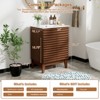 ROOMTEC 24 in. Bathroom Vanity with Ceramic Sink, Mid-Century Cabinet with 2 Soft-Close Doors, Freestanding, Wood Grain Laminate, Walnut - 2 of 4