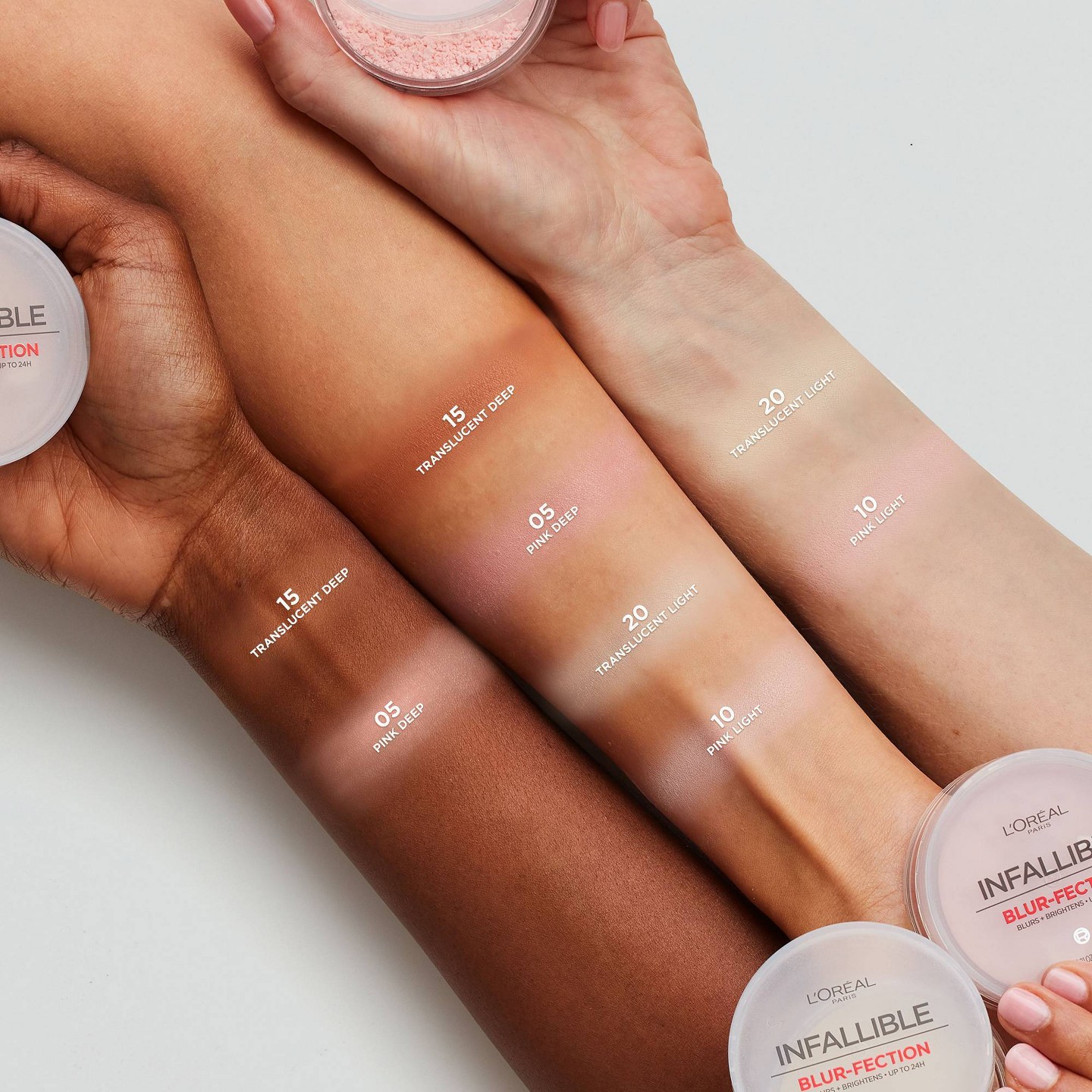 Рассыпчатая пудра-фиксатор L'Oreal Paris Infallible Blur-fection, Brightening Light Pink, цвет: Светлый розовый — фото 7