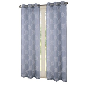 RT Designers Collection Sheryl Embroidery Dorly Grommet Curtain Panel Pair 36" x 84" Slate Blue - 1 of 4