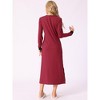 cheibear Women's Long Sleeve V Neck Soft Sleep Dress with Pockets - 3 of 4