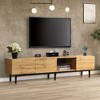 70.9" MDF Modern TV Stand with 4 Cabinets and Open Shelves with LED Light and Metal Legs for Living Room - 2 of 4