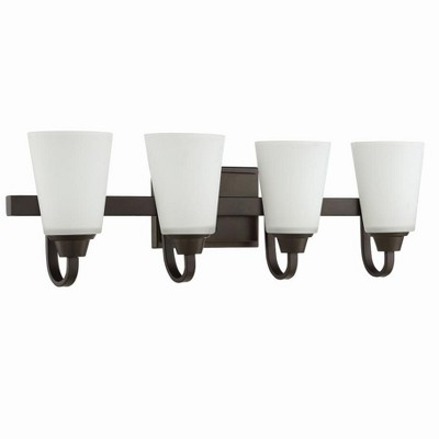 Espresso Brown 4-Light Wall Vanity with Clear Glass Shades