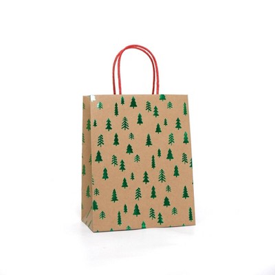 Small Gift Bag Foil Tree on Kraft Green - Spritz™