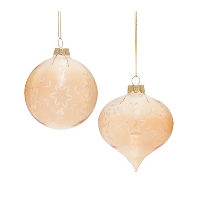 Melrose Snowflake Etched Glass Ornament (Set of 12)