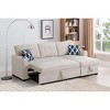 TiramisuBest Storage Sleeper Lounge Chair Bed, Beige Upholstered Convertible Chair with Chaise, Cupholder & Hidden Storage for Living Room - 4 of 4