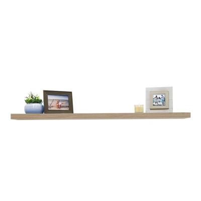 InPlace 60" x 8" Floating Shelf Wall Mounted Hidden Brackets Driftwood Gray: Modern PVC Smooth Finish, MDF Frame