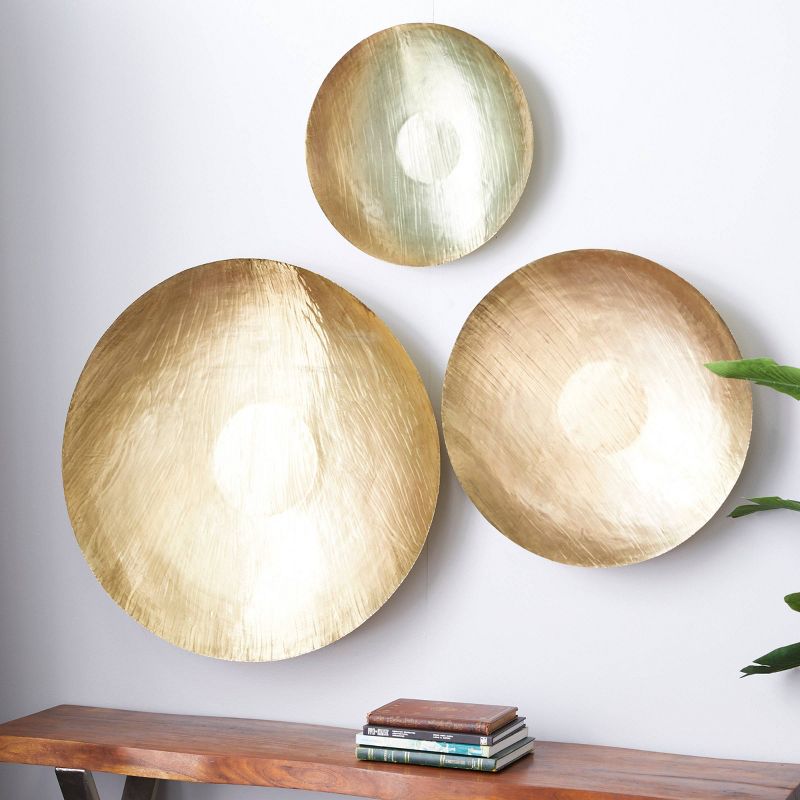 Set of 3 Metal Plate Metallic Disk Large Wall Decors - Olivia & May, 1 of 7