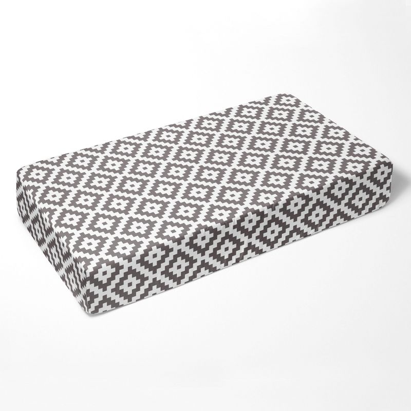 Bacati - Gray Aztec Print Diamonds 100 percent Cotton Universal Baby US Standard Crib or Toddler Bed Fitted Sheet, 3 of 6