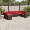 vidaXL 10 Piece Patio Sofa Set with Cushions Brown Poly Rattan - 2 of 4