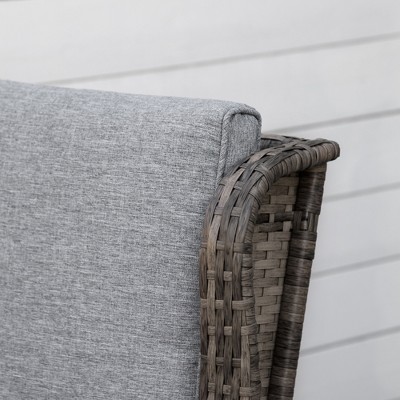 Classic Grey Wicker Rocking Chair with Cushioned Armrests