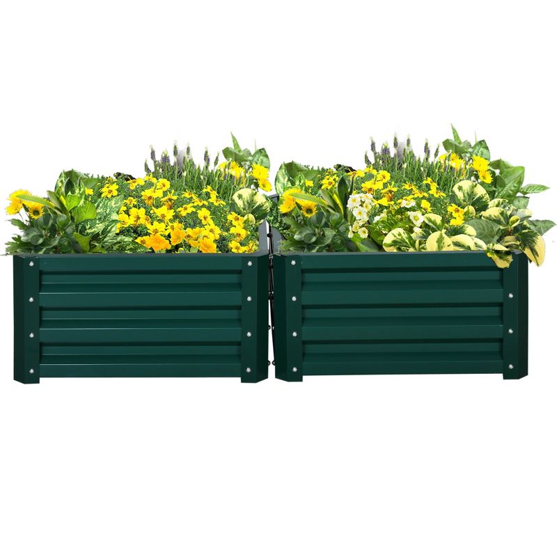 Outsunny 2' x 2' x 1' 2-Piece Galvanized Raised Garden Bed Box Planter Raised Beds with Steel Frame for Vegetables, Flowers, and Herbs, 4 of 7