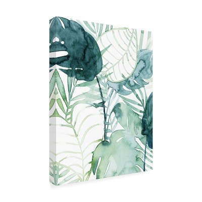 Grace Popp Green and White Botanical Canvas Print 19" x 14"