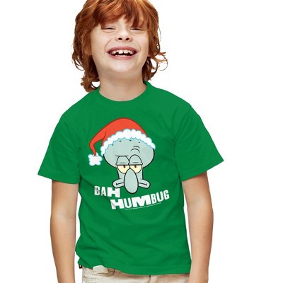Boys' Spongebob Squarepants Christmas Bah Humbug Squidward T-Shirt Kelly Green X Large