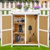 Waterproof storage cabinet, wooden garden workbench with 2 removable shelves, galvanized metal tabletop, suitable for indoor and outdoor use. - 3 of 4