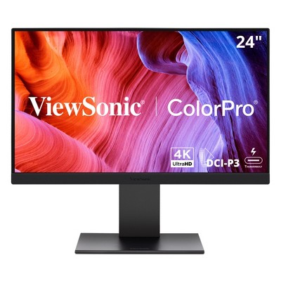 ViewSonic VP2488-4K 24 Inch 4K Mac-Ready Monitor with 100%sRGB, 98% DCI-P3, Pantone Validated, Advanced Ergonomics, Thunderbolt 4, USB Hub, HDMI, and